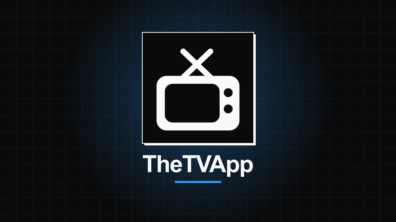 The TheTVApp logo — a white television with rabbit-ear antennas on a black tile